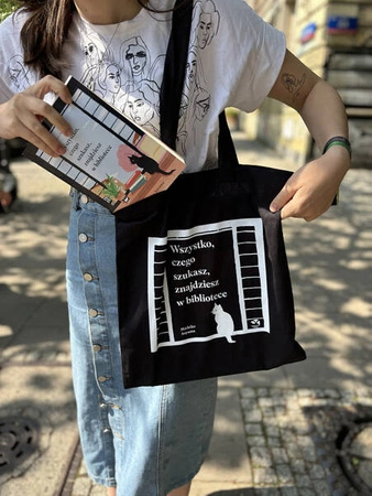 Torba czarna "Wszystko, czego szukasz, znajdziesz w bibliotece"
